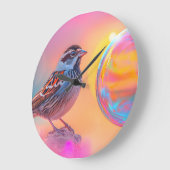 スパローカラフルとレインボーバブル ラージ壁時計 (傾斜)