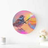 スパローカラフルとレインボーバブル ラージ壁時計 (ホーム)