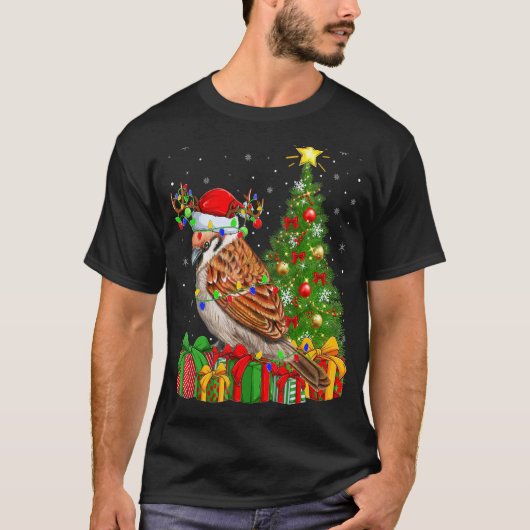 スパローバードクリスマスホリデーサンタスパロークライストマ Tシャツ (正面)