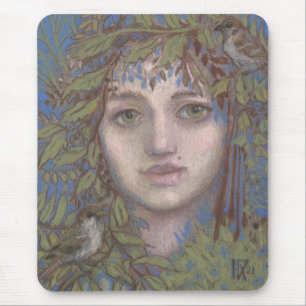 スパローレディーシュレアルファンタジーアートポートレート絵画ズ マウスパッド