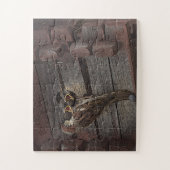 スパロー食べ物を与え家のベビー鳥 ジグソーパズル (縦)