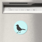 スパロー鳥の黒と白のシルエットブルー マグネット (インサイチュ (食洗機))