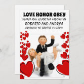 スパンキングおもしろい対結婚のカスタム招待状 招待状 (正面/裏面)