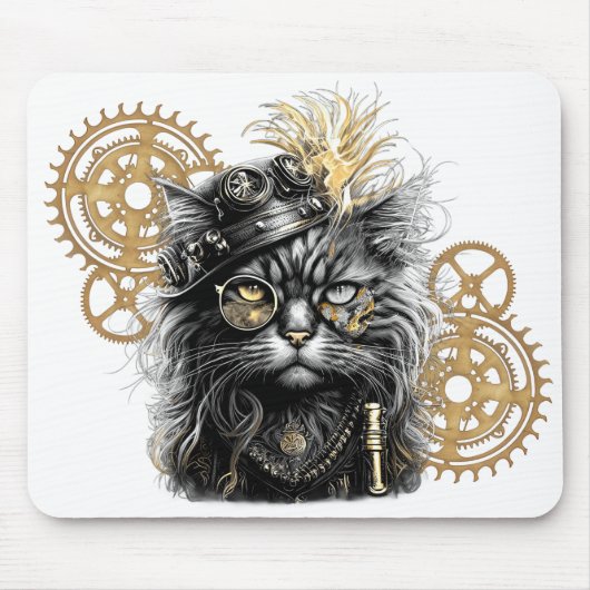 スパンクィー・ポーズ スチームパンクな猫 マウスパッド (正面)