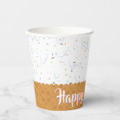 スパンコルとホワイトアイスクリームの誕生日 紙コップ (正面)