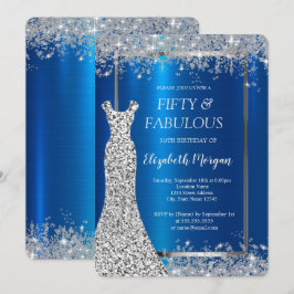 スパンコルドレス グリッターコンフェッティ 青 メタリック 50周年 招待状
