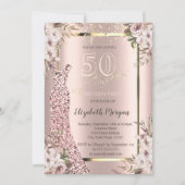 スパンコルドレス ローズゴールド 50歳の誕生日 招待状 (正面)