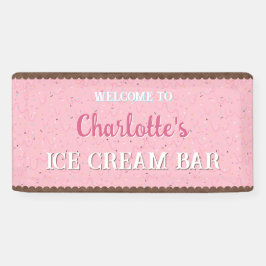 スパンコールとピンクのアイスクリーム 横断幕