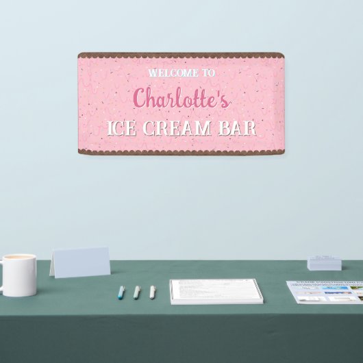 スパンコールとピンクのアイスクリーム 横断幕 (トレードショー)