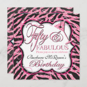 スパンコールのシマウマの第50バースデーパーティ招待状 招待状 (正面/裏面)