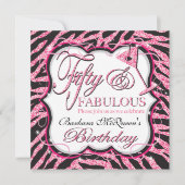 スパンコールのシマウマの第50バースデーパーティ招待状 招待状 (正面)