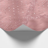 スパンコールのハートが付いているかわいらしいブラシの打撃は上がりました ラッピングペーパー (角)