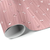 スパンコールのハートが付いているかわいらしいブラシの打撃は上がりました ラッピングペーパー (ロールコーナー)