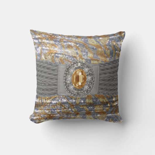 スパンコールのラインストーンのMojoのファンキーでフェイクな枕 クッション (正面)