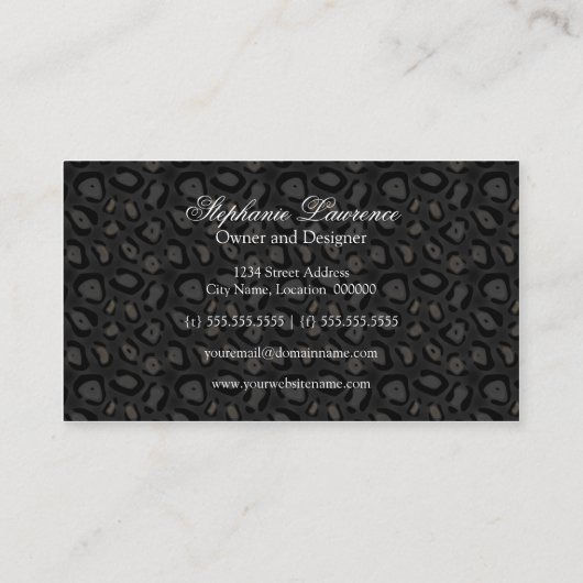 スパンコールの一見のシマウマのヒョウのプリント 名刺 (裏面)