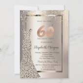 スパンコールドレス コンフェッティ アイボリー 60歳の誕生日 招待状 (正面)