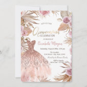 スパンコールドレス ボーホー フラワー キンセアニエラ 招待状 (正面)