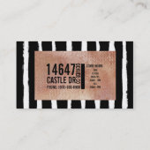 スパンコール及びストライプの名刺のばら色の金ゴールド 名刺 (裏面)