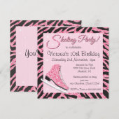 スパンコール輝くアイススケートパーティー招待状 招待状 (正面/裏面)