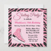 スパンコール輝くローラースケートパーティー招待状 招待状 (正面)