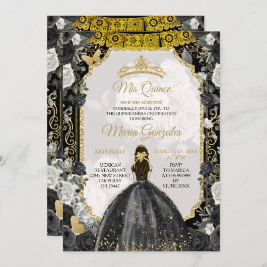 スパンシガールスウィート16th誕生日招待状 招待状 (正面/裏面)