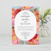 スパンシュガー ブルーにウォーターカラー ポピー 招待状 (スタンド正面)