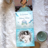 スパーお洒落クレスターコイズトンフライキンセアニラ 三つ折りクリスマスカード