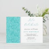 スパーかわいらしクルシークイン&ダイヤモンドティール(緑がかった色)誕生日 招待状 (スタンド正面)