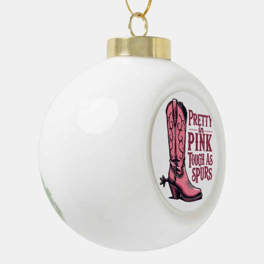 スパーかわいらしズの女性のカーボーイブーツ西のようにピンク色で セラミックボールオーナメント (左)