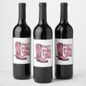 スパーかわいらしズの女性のカーボーイブーツ西のようにピンク色で ワインラベル (ボトル)