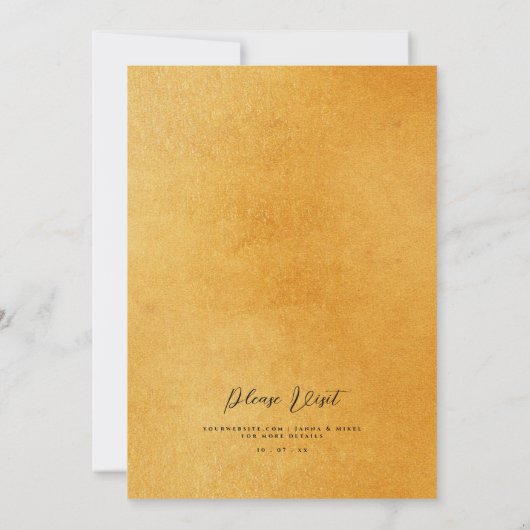 スパーエレガントクリー金ゴールドグリッターフォイルシック結婚ズInv 招待状 (裏面)