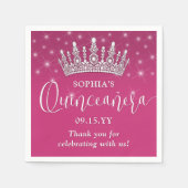 スパーエレガントクルスキンセニエラクラウン暗い赤紫色ピンク スタンダードカクテルナプキン (正面)