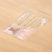 スパーエレガントクルドレスバラ金ゴールドキンセアニェラ アクリル招待状 (レイダウン)