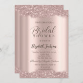 スパーエレガントクルフレームバラ金ゴールドブライダルシャワー 招待状 (正面/裏面)