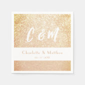 スパーエレガントクル金ゴールド結婚グリッター スタンダードカクテルナプキン (正面)