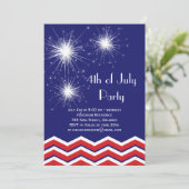 スパーカラー＆シェブロン 7月4日パーティーの招待状 招待状 (スタンド正面)