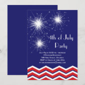 スパーカラー＆シェブロン 7月4日パーティーの招待状 招待状 (正面/裏面)