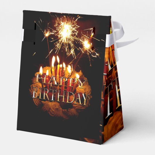 スパーカー付きの誕生日ケーキ フェイバーボックス (裏面サイド)