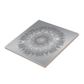 スパーキエレガントー白熱［赤熱］光を放つなシルバーメタリックのマンダラアート タイル (側面)