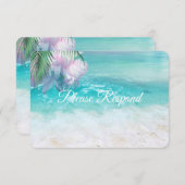 スパーキングオーシャンウォーターズの結婚式 ご出席確認のご案内 出欠カード (正面/裏面)