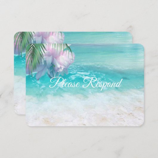 スパーキングオーシャンウォーターズの結婚式 ご出席確認のご案内 出欠カード (正面/裏面)