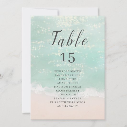 スパーキングオーシャンビーチウェディングの席次表 (正面)