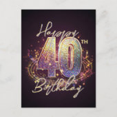 スパーキングディスコモザイク40歳誕生日パーティー ポストカード (正面)