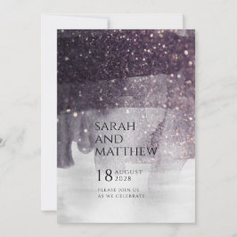 スパーキングプラム&シルバーカーテンコールウェディング 招待状