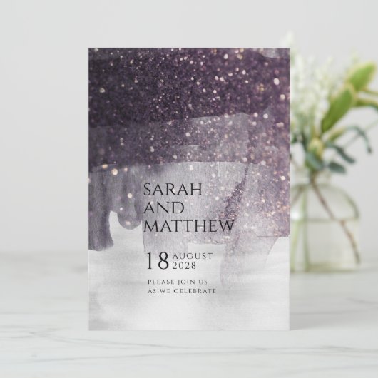 スパーキングプラム＆シルバーカーテンコールウェディング 招待状 (スタンド正面)