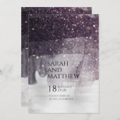 スパーキングプラム＆シルバーカーテンコールウェディング 招待状 (正面/裏面)