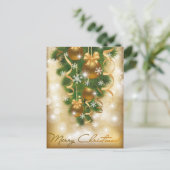 スパーキング雪のクリスマスオーナメント、松の針 シーズンポストカード (スタンド正面)