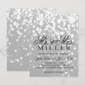 スパーキング カップル グレー シルバー ウェディング インビテーション (正面/裏面)
