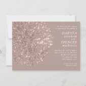 スパーキング ダリア | タウペ ブラッシュ ローズゴールド ウェディング I 招待状 (正面)