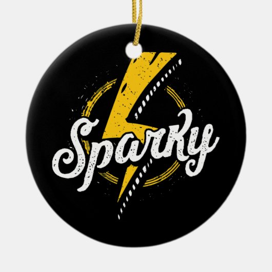 スパーキーエレクトリシおもしろいャンリネマンパパレトロ セラミックオーナメント (正面)